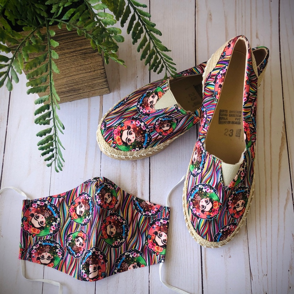 Frida Kahlo Summer Flats W/ Face Mask